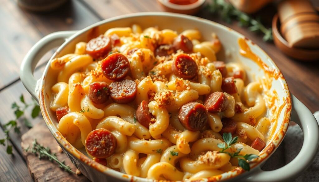 Baked Kielbasa Mac and Cheese Casserole