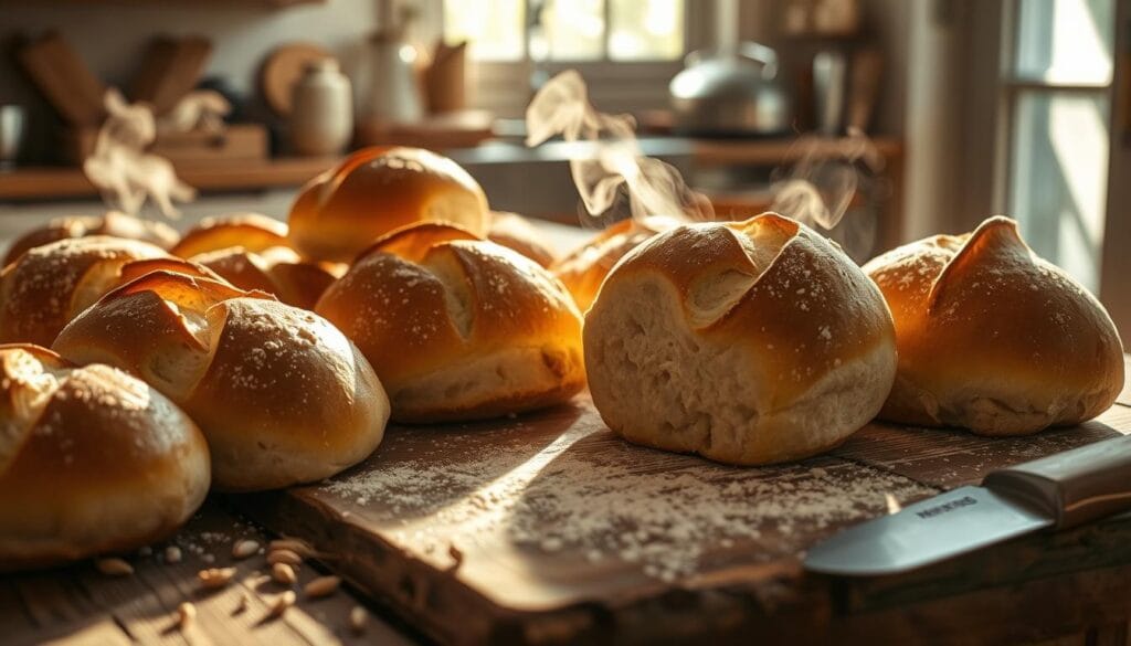 Baked sourdough rolls