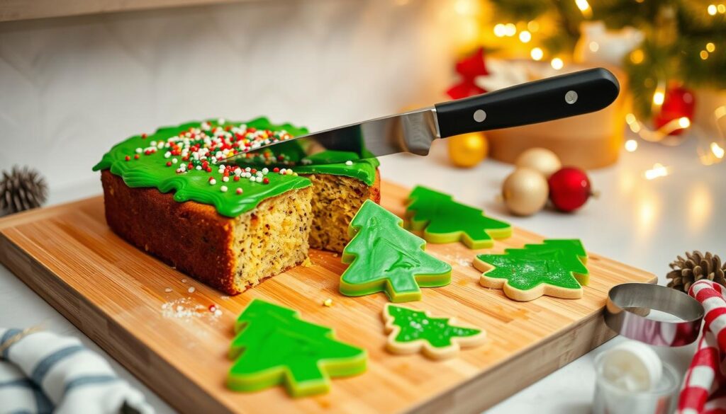 Cutting tree shapes from cake