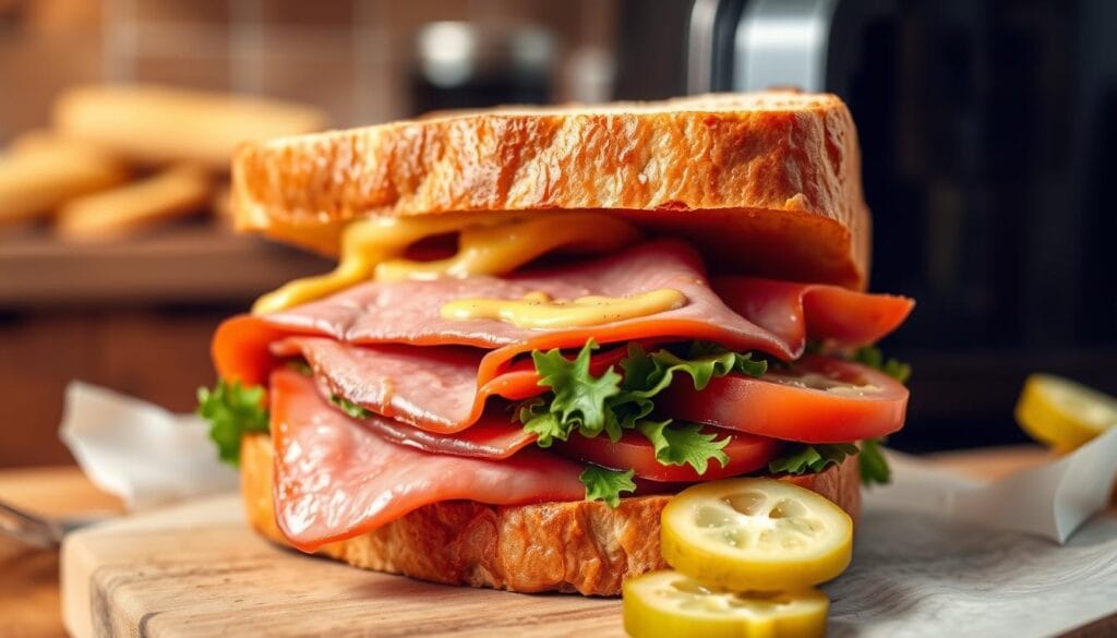 air fryer gammon sandwich