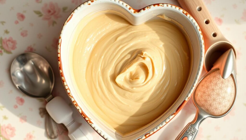 heart-shaped cake batter