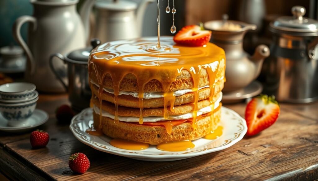 old fashioned cake made with sugar syrup