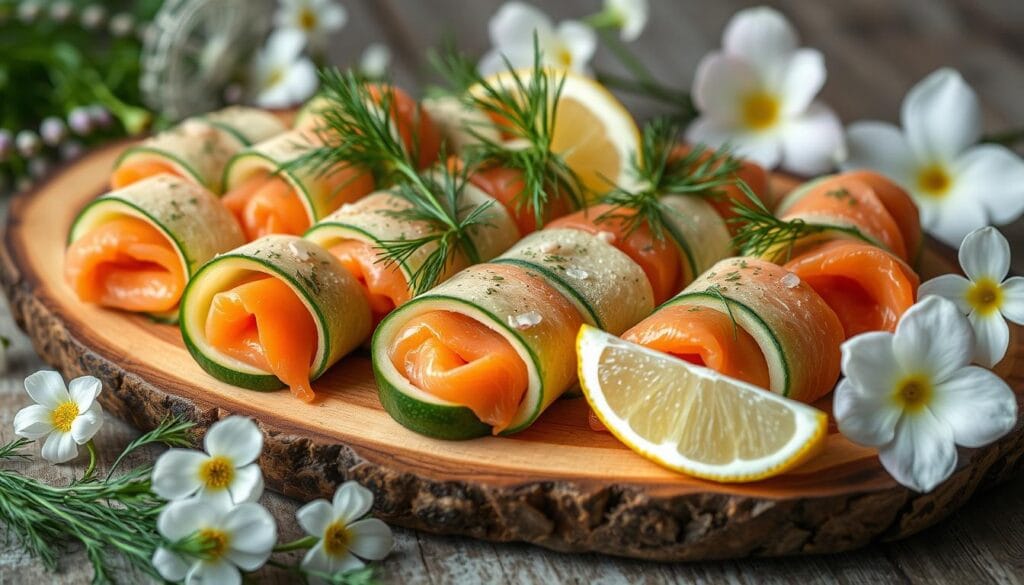 smoked salmon cucumber rolls